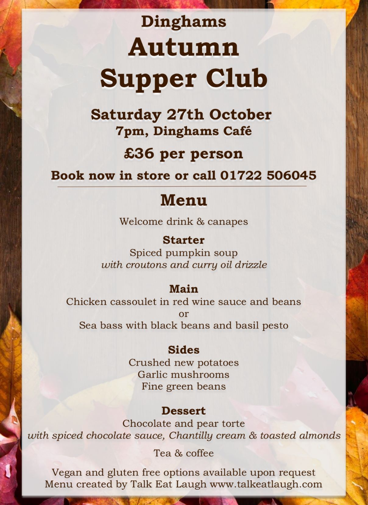 Supper Club with Dinghams, 27th October